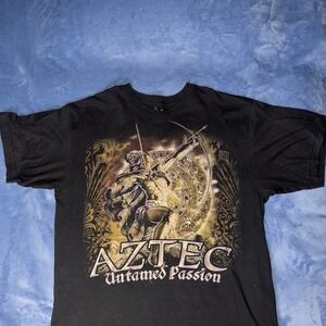 Aztec Untamed Passion Black Double Sided Print‎ T-Shirt Adult XL Retro Fantasy